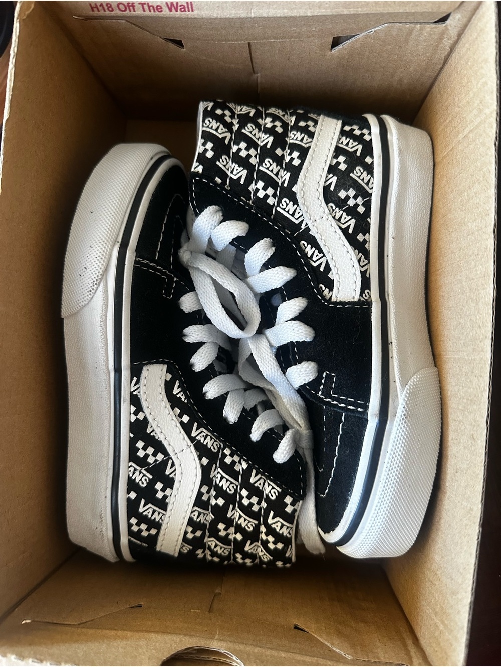 Vans Kids Black & White Checkerboard High-Top Sneakers